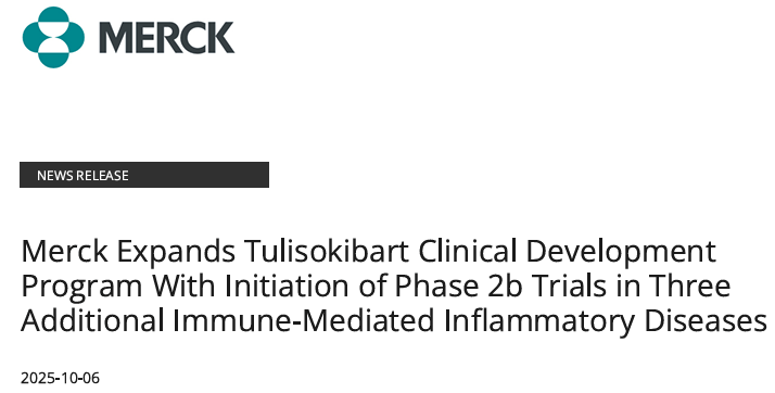 默沙东启动三项IIb期研究 评估抗TL1A抗体tulisokibart在免疫性疾病中的疗效