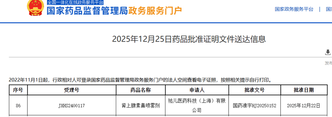 肾上腺素鼻喷剂&ldquo;优敏速&rdquo;在中国获批上市，开启过敏急救新方式